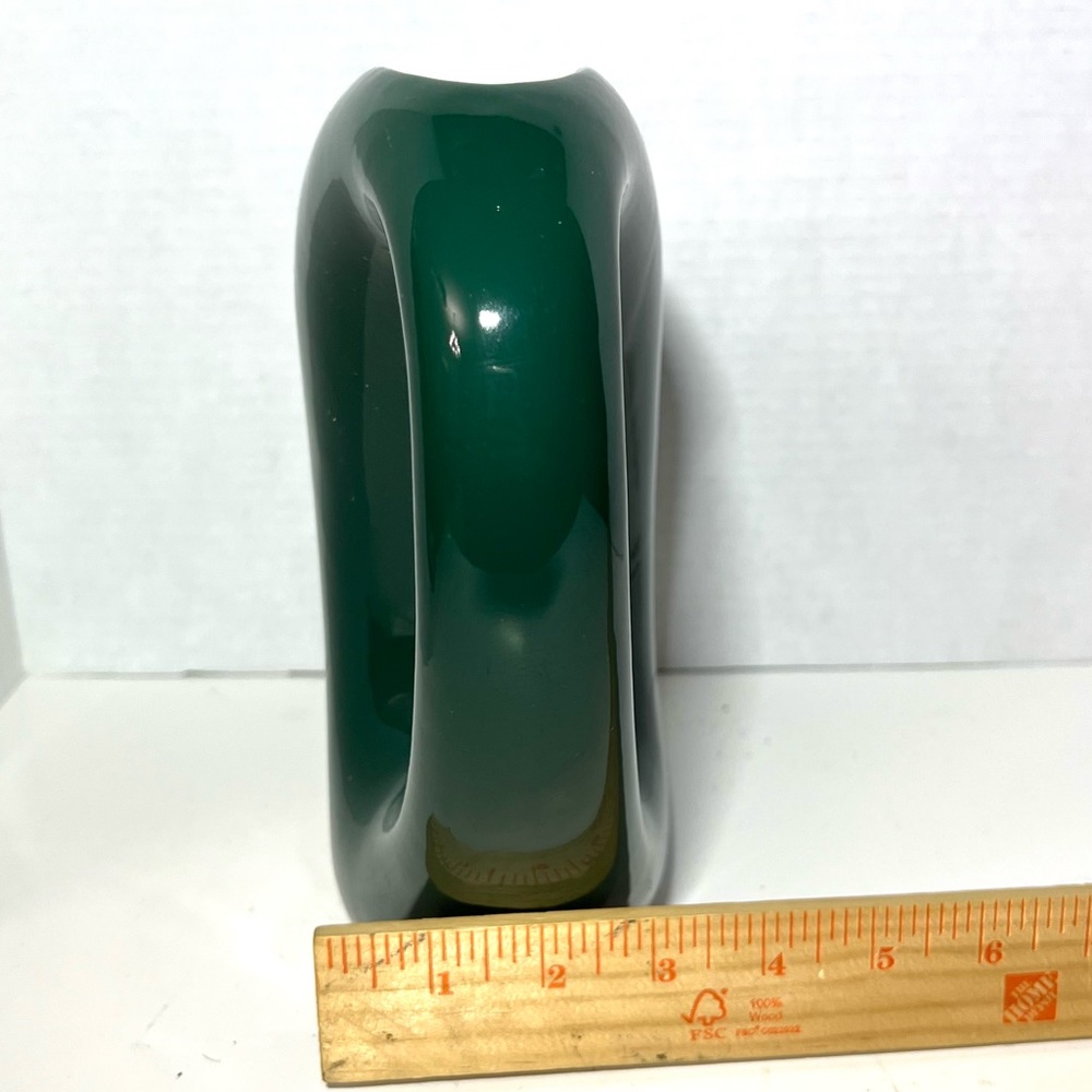 RARE! VINTAGE UNUSUAL ROUNDED CERAMIC FLAT DOUBLE HANDLED LARGE VASE - Picture 4 of 6